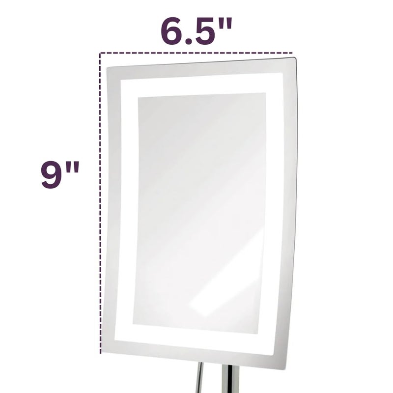 JERDON Lighted Tabletop Magnifying Mirror - LED Makeup Mirror with 5X Magnification in Chrome Finish - Model JRT910CL - Image 3